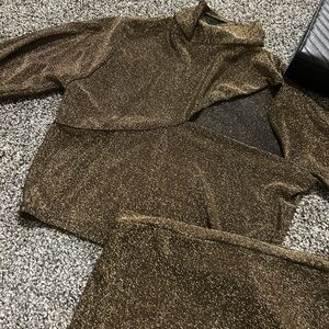 Gold Shimmer Long Sleeve Top